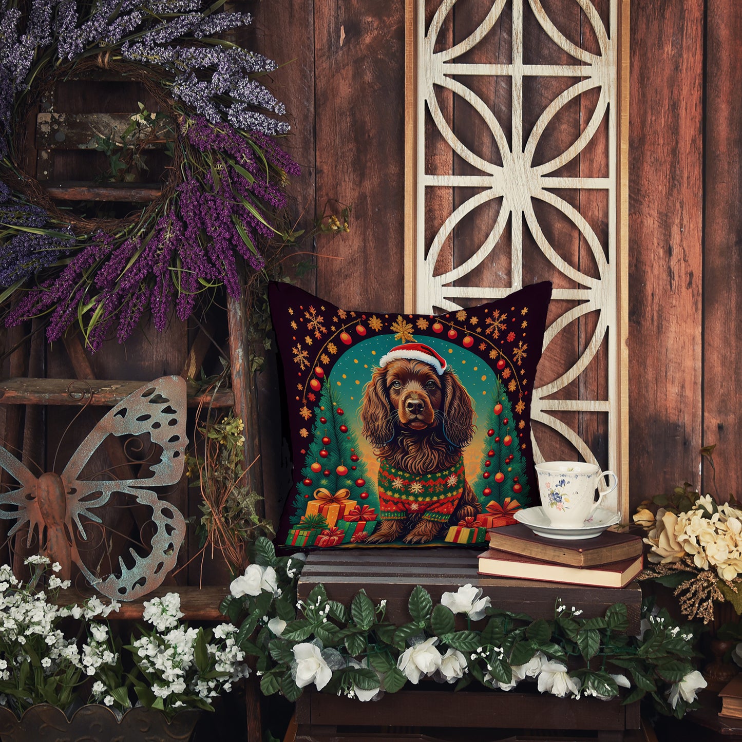 Boykin Spaniel Christmas Throw Pillow