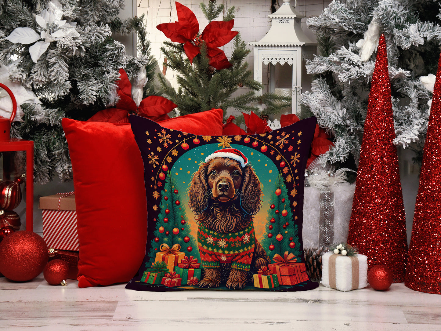 Boykin Spaniel Christmas Throw Pillow