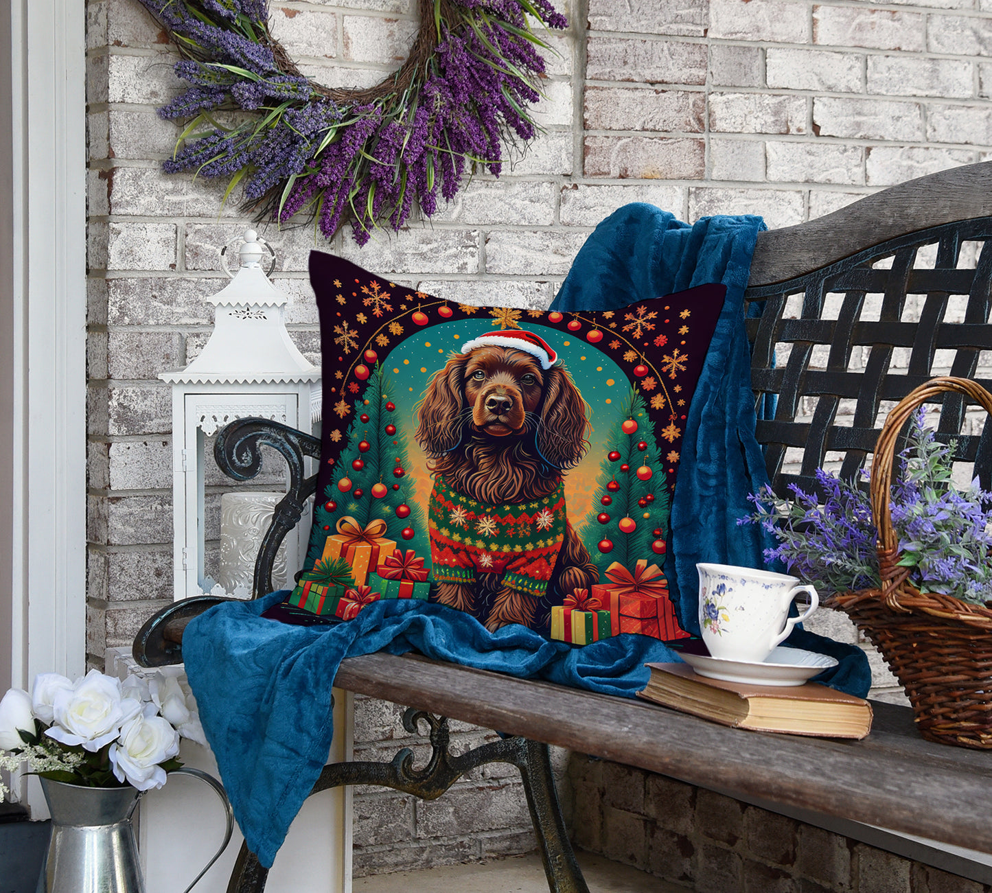 Boykin Spaniel Christmas Throw Pillow