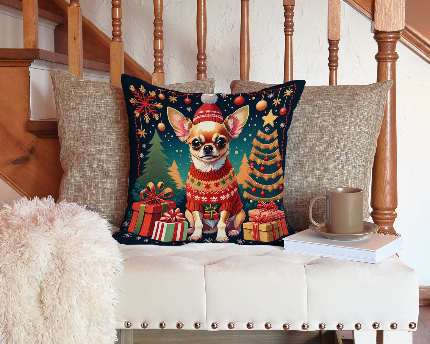 Chihuahua Christmas Throw Pillow