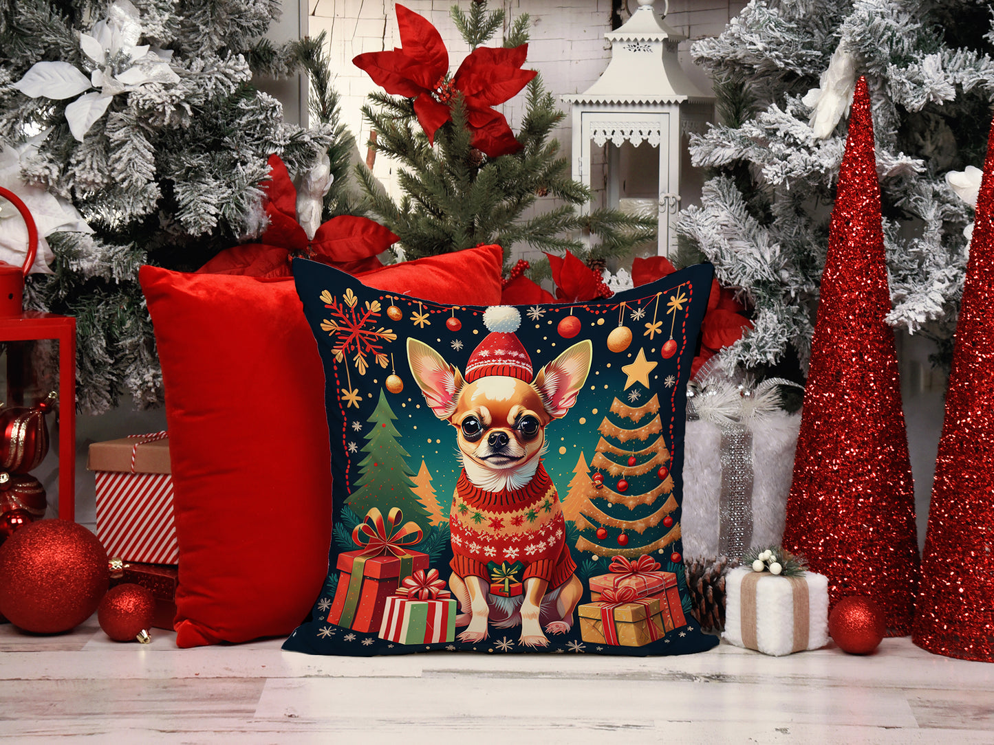 Chihuahua Christmas Throw Pillow