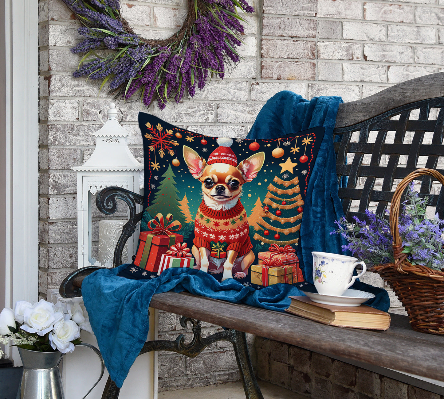 Chihuahua Christmas Throw Pillow