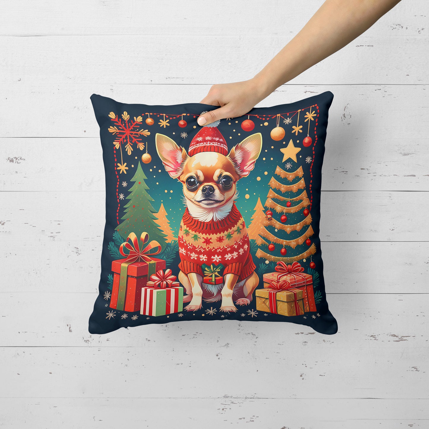 Chihuahua Christmas Throw Pillow