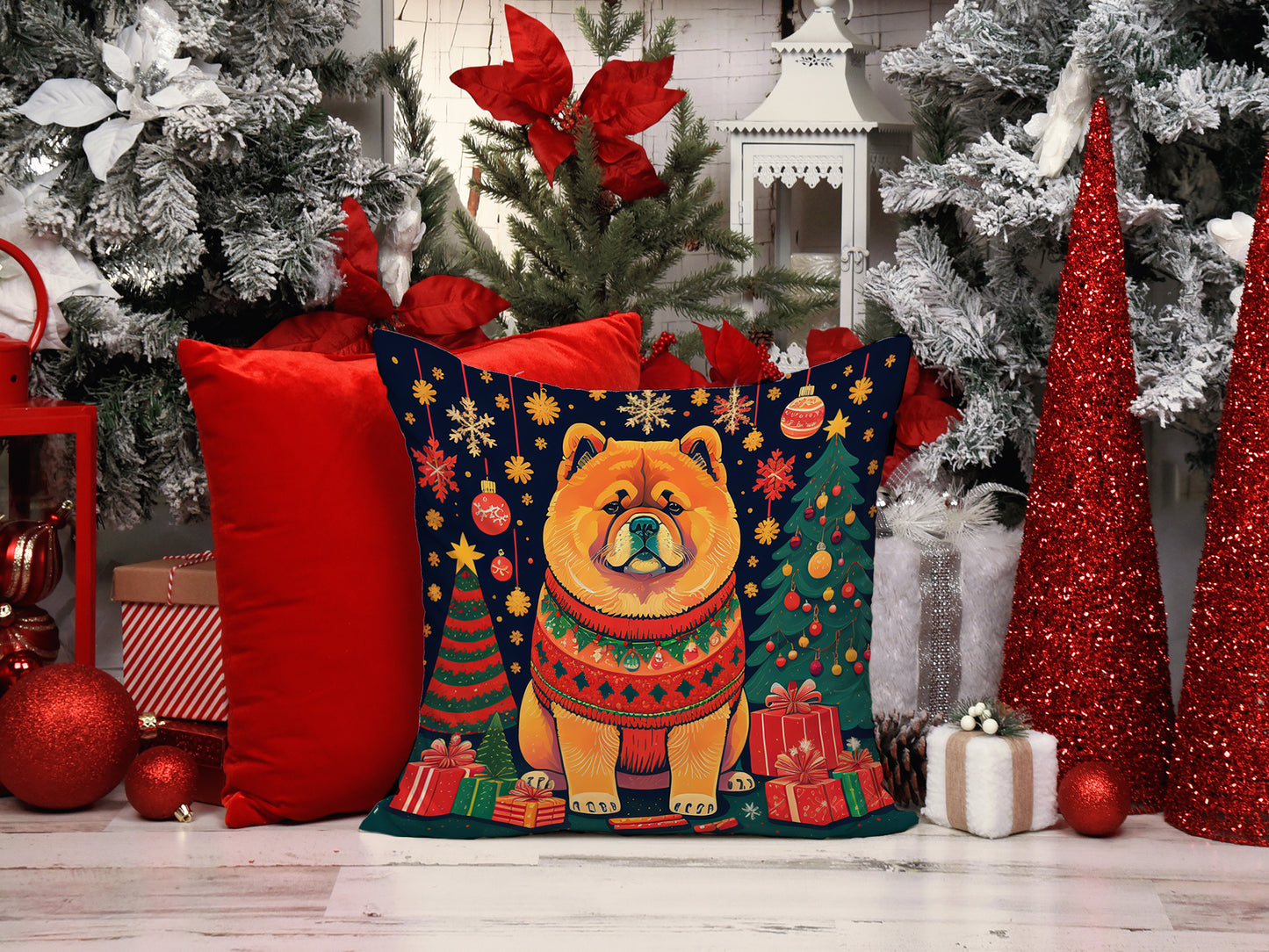 Chow Chow Christmas Throw Pillow