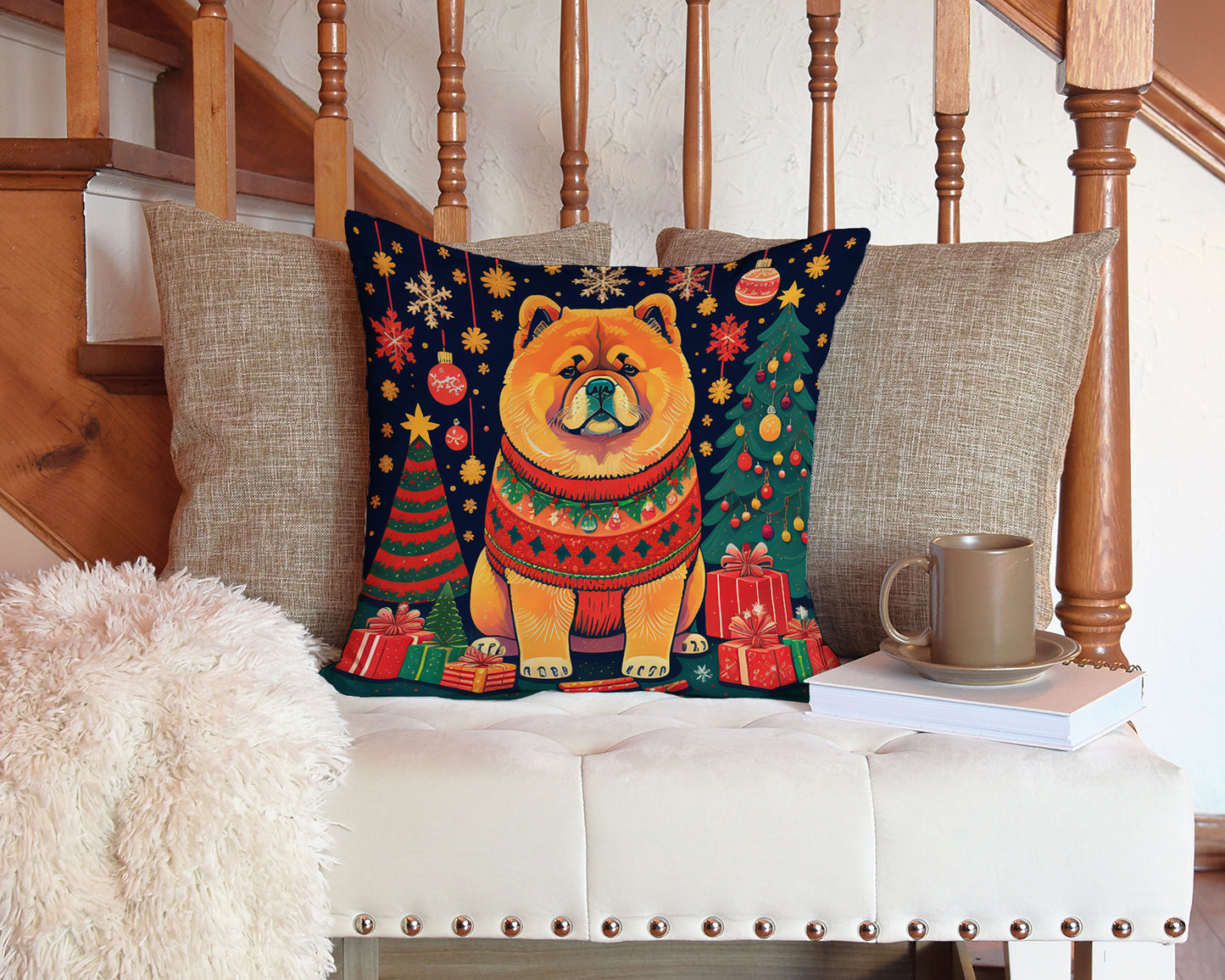 Chow Chow Christmas Throw Pillow