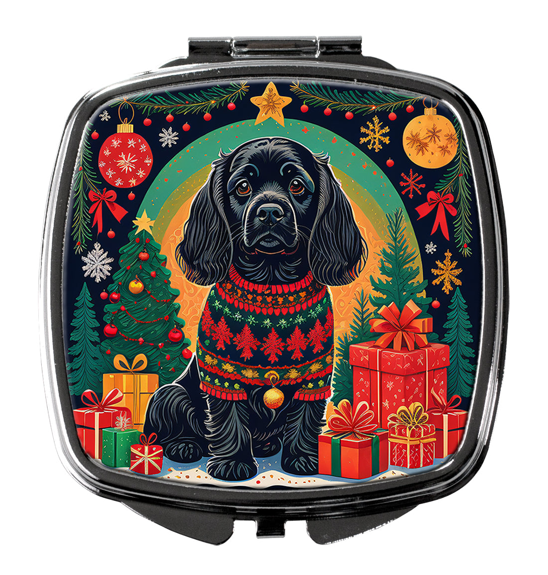 Buy this Black Cocker Spaniel Christmas Compact Mirror