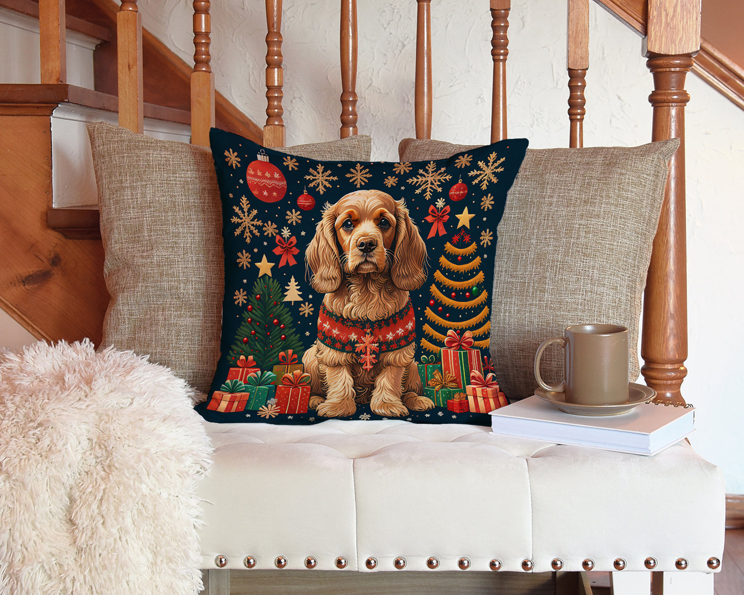 Cocker Spaniel Christmas Throw Pillow