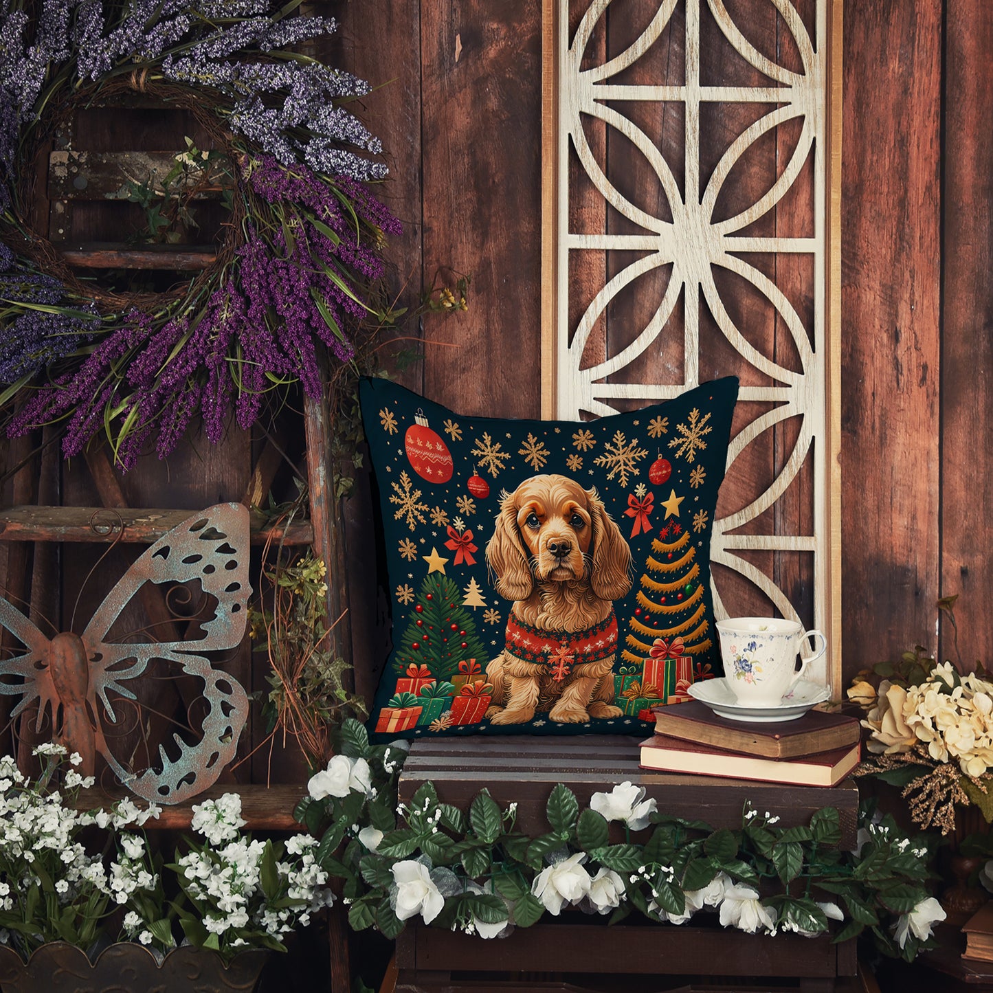 Cocker Spaniel Christmas Throw Pillow