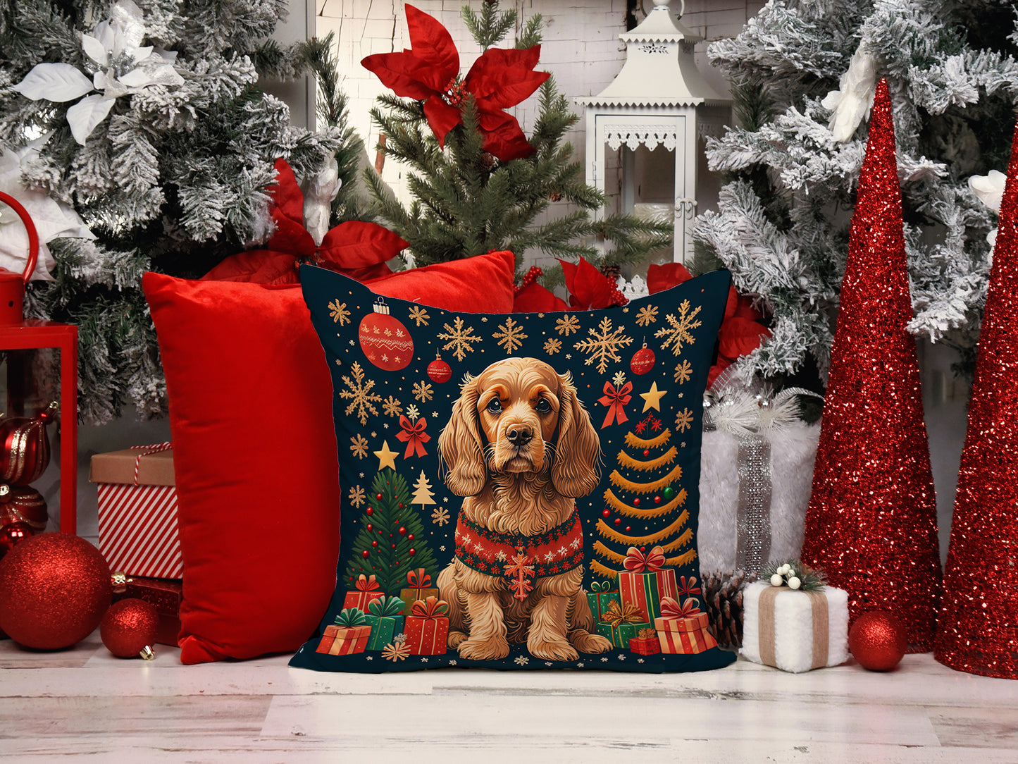 Cocker Spaniel Christmas Throw Pillow