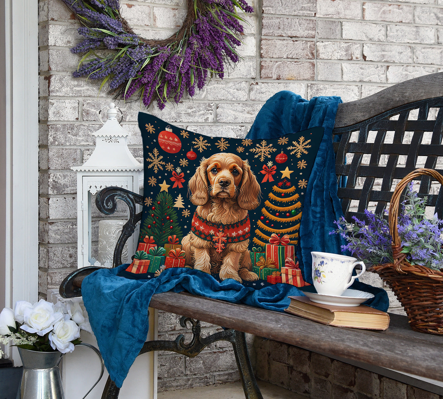 Cocker Spaniel Christmas Throw Pillow