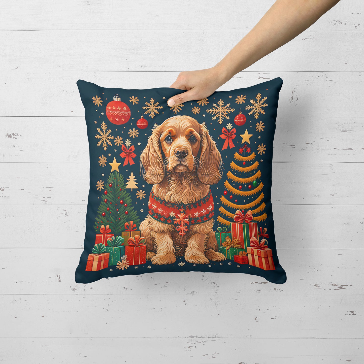 Cocker Spaniel Christmas Throw Pillow