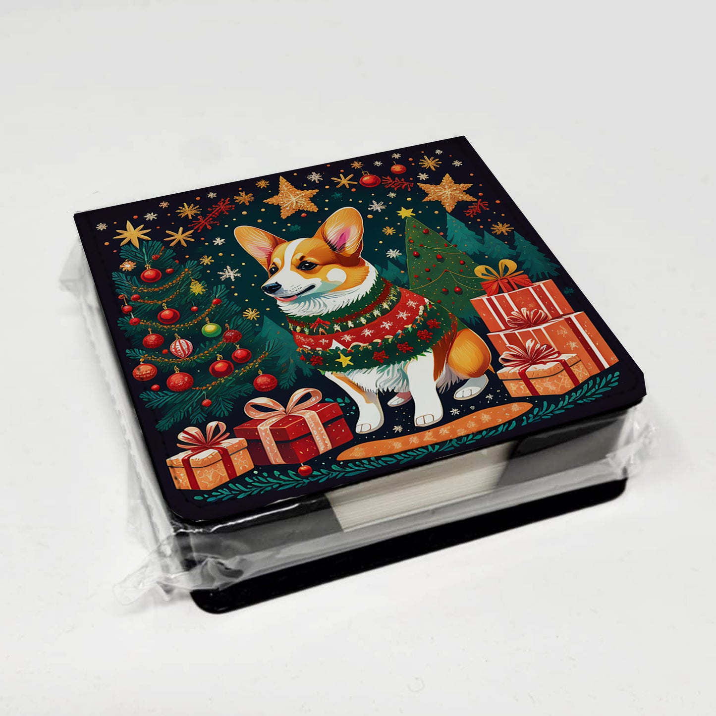 Corgi Christmas PU Leather Note Paper Holder