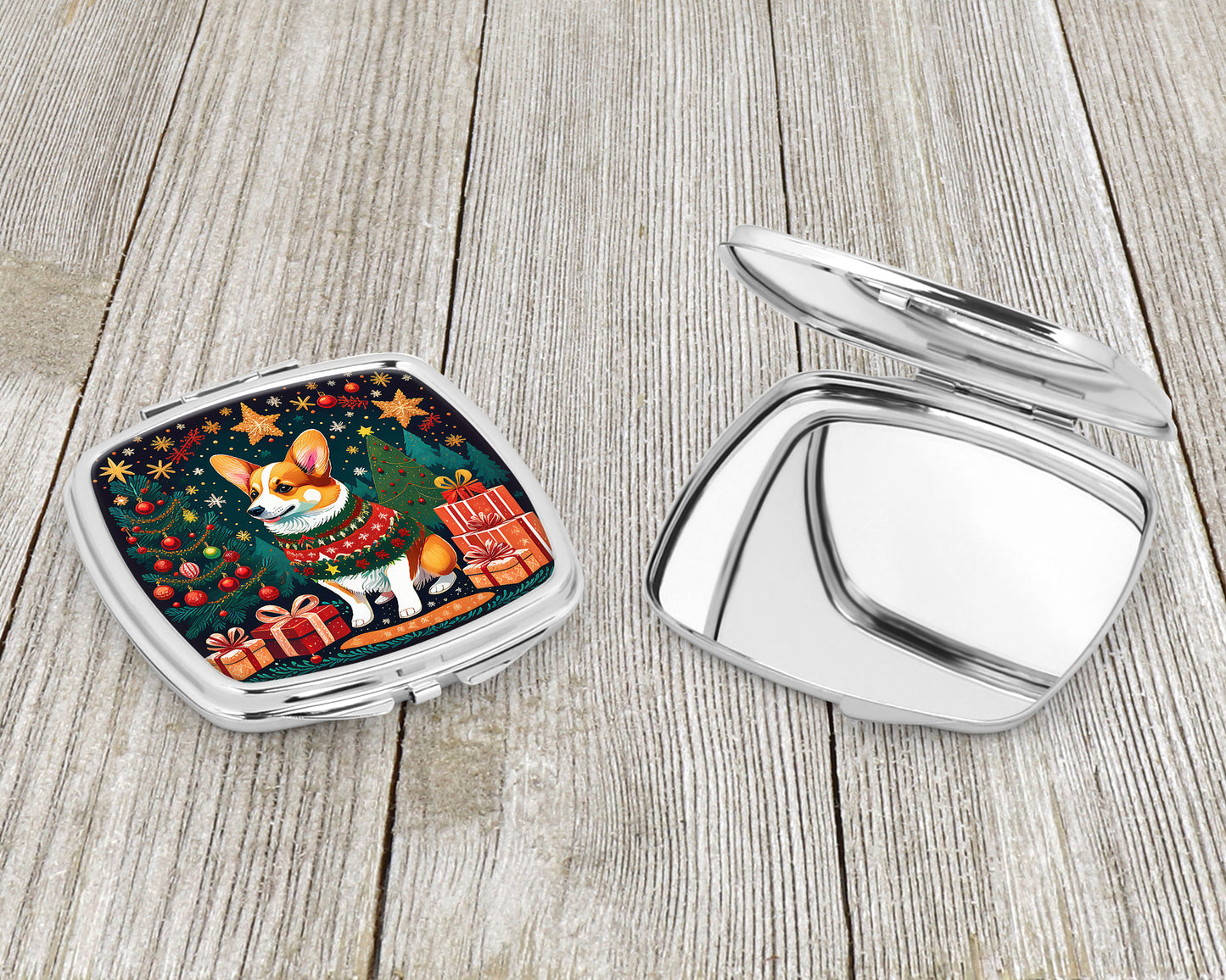 Corgi Christmas Compact Mirror