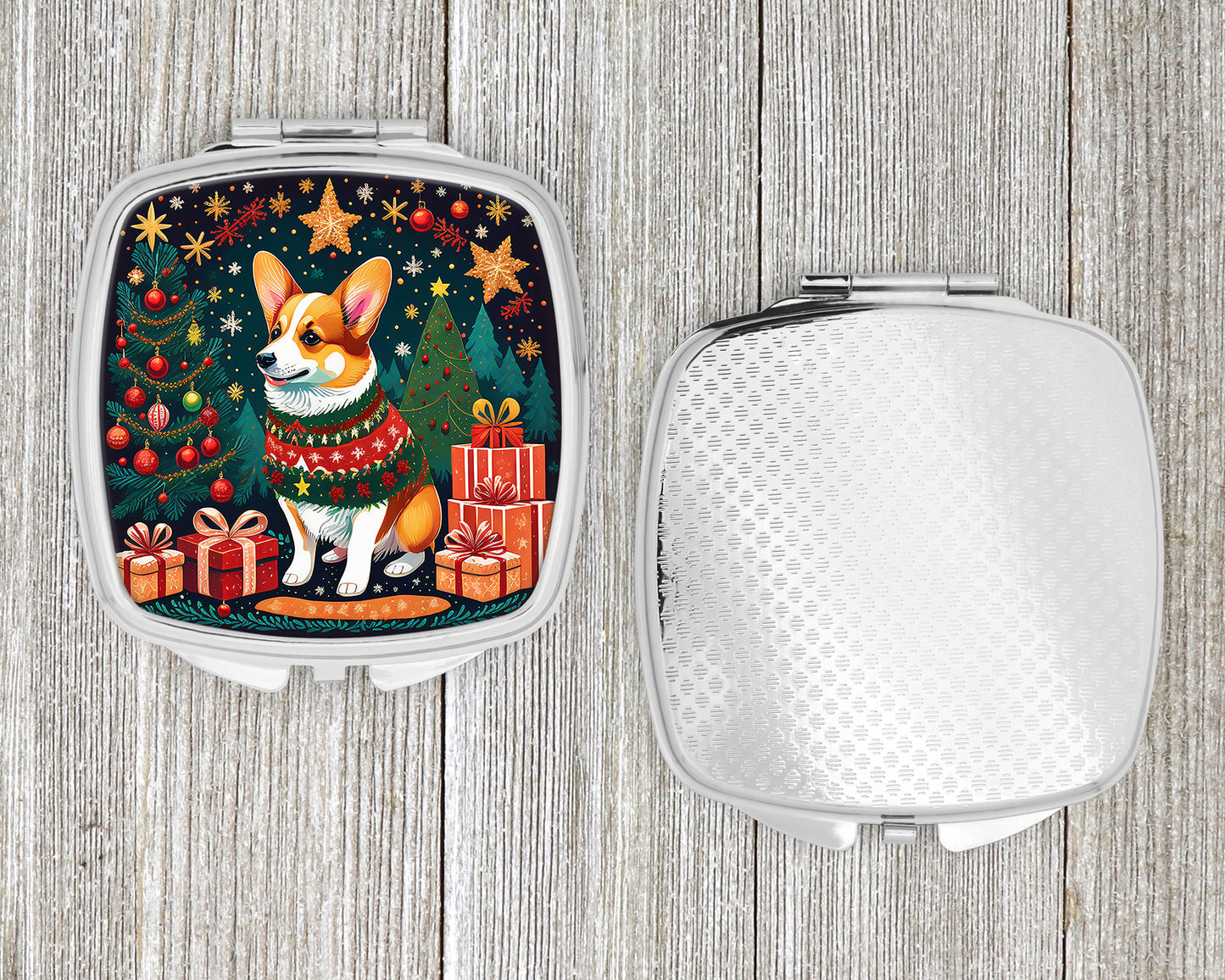 Corgi Christmas Compact Mirror