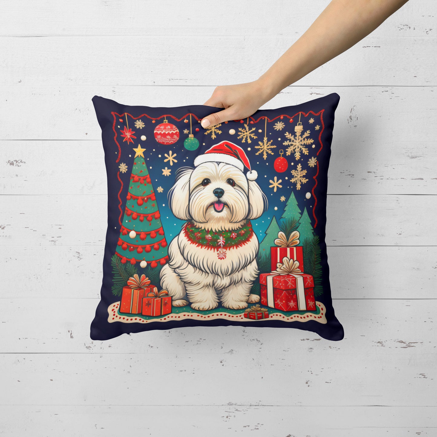 Coton De Tulear Christmas Throw Pillow