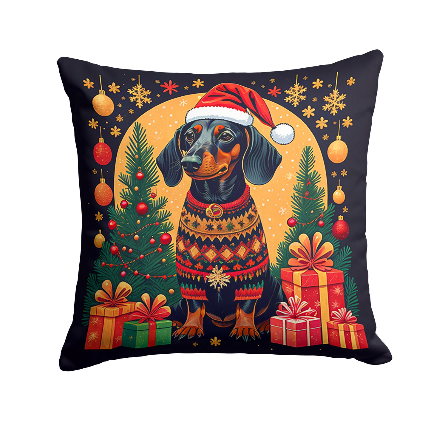 Buy this Black and Tan Dachshund Christmas Throw Pillow