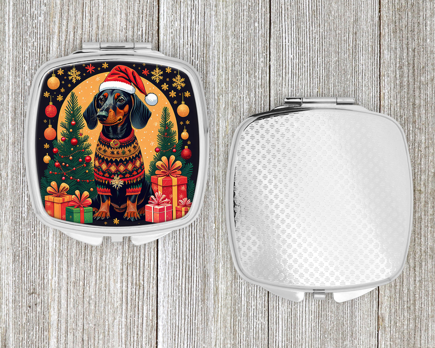 Black and Tan Dachshund Christmas Compact Mirror