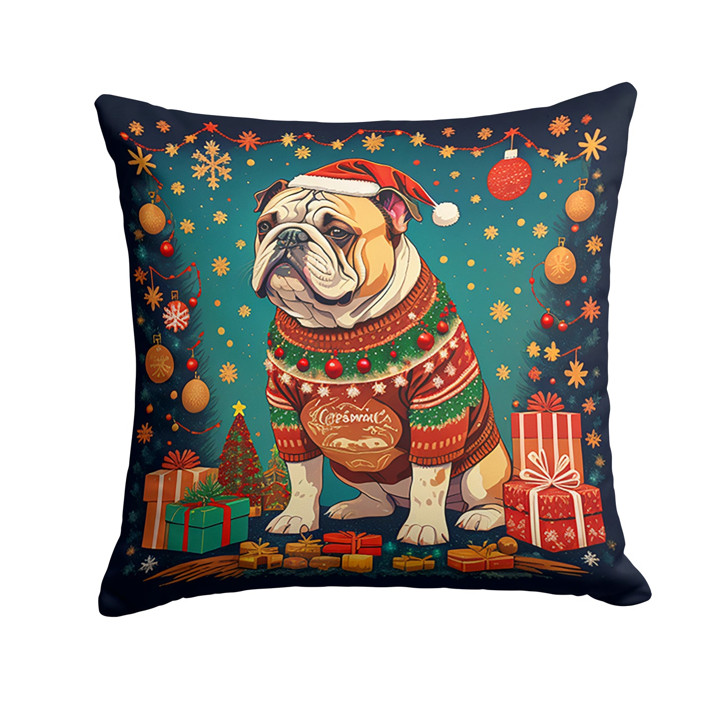 Buy this English Bulldog Christmas Throw Pillow