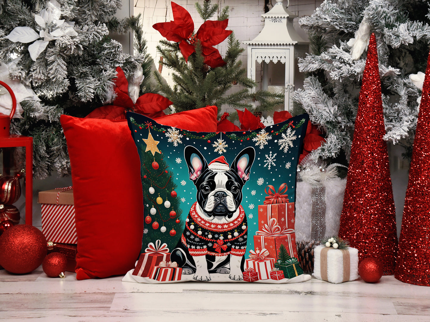 French Bulldog Christmas Throw Pillow