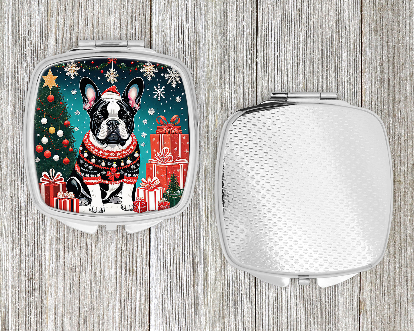 French Bulldog Christmas Compact Mirror