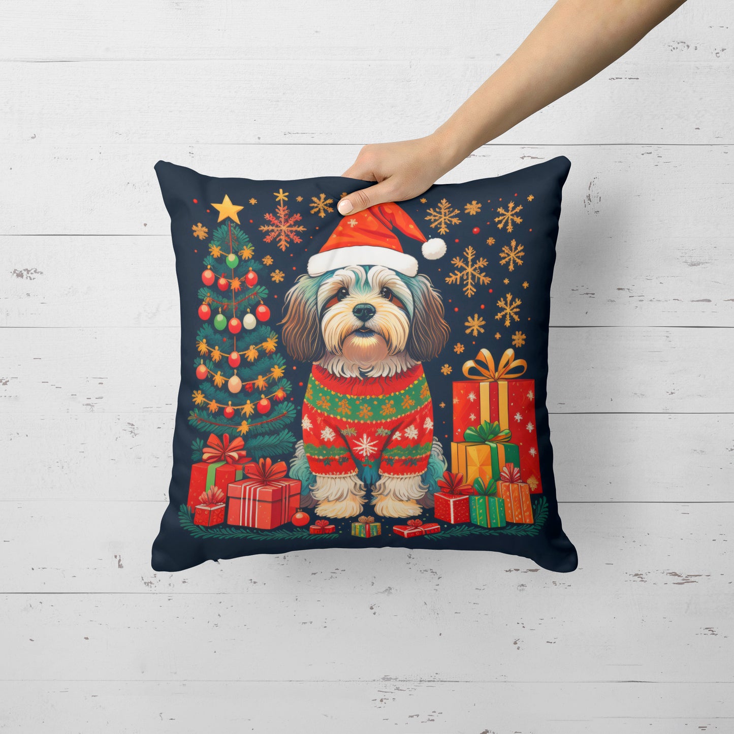 Havanese Christmas Throw Pillow