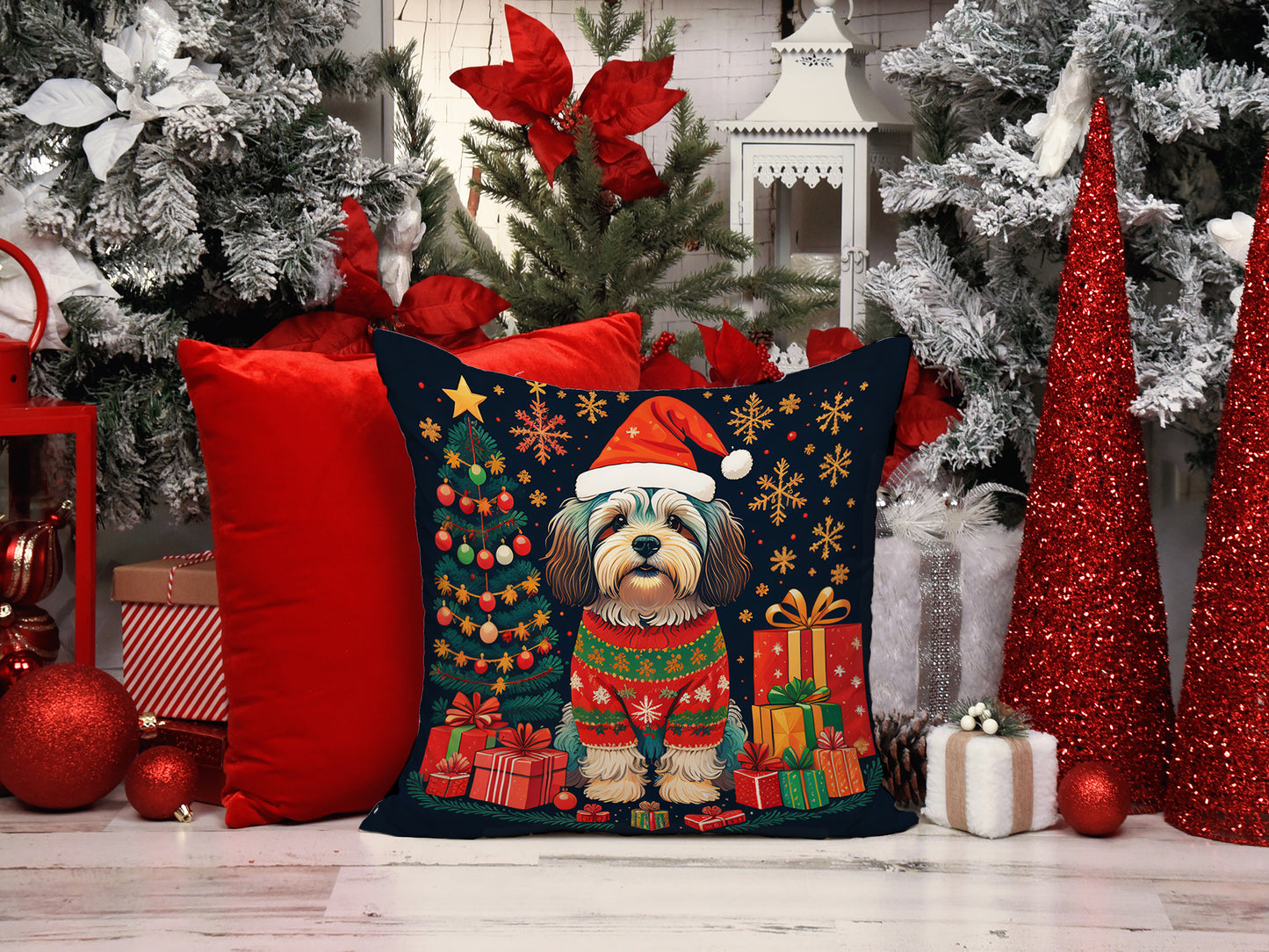 Havanese Christmas Throw Pillow