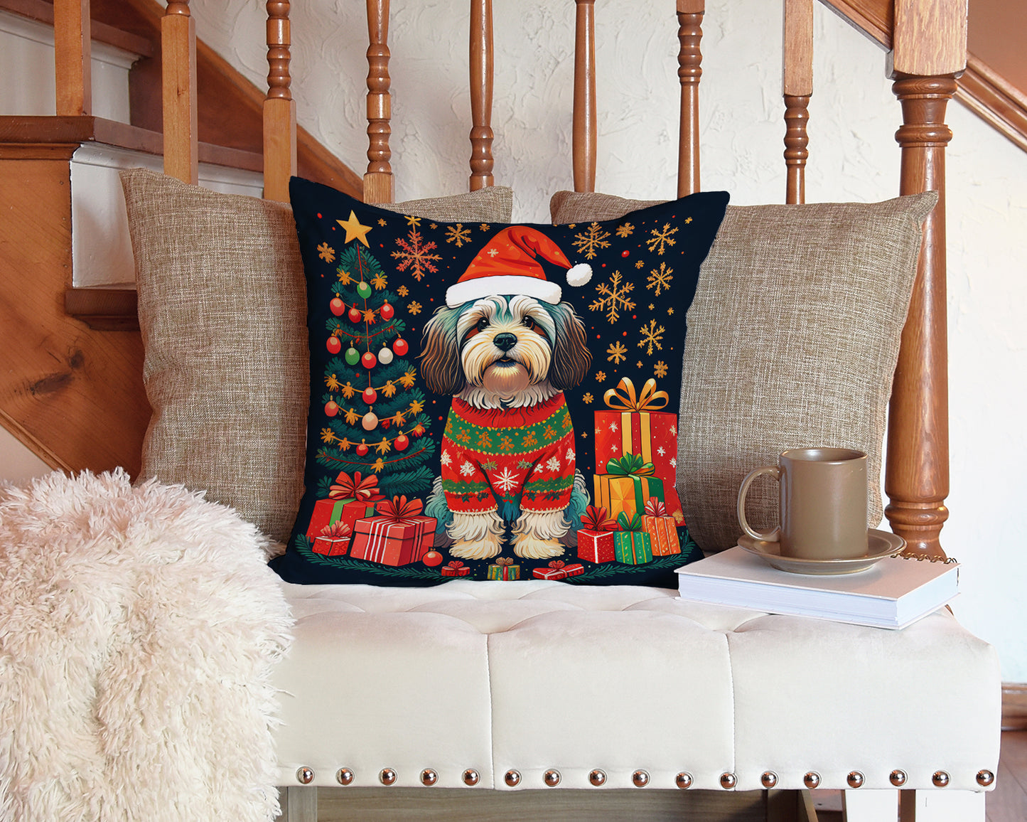 Havanese Christmas Throw Pillow