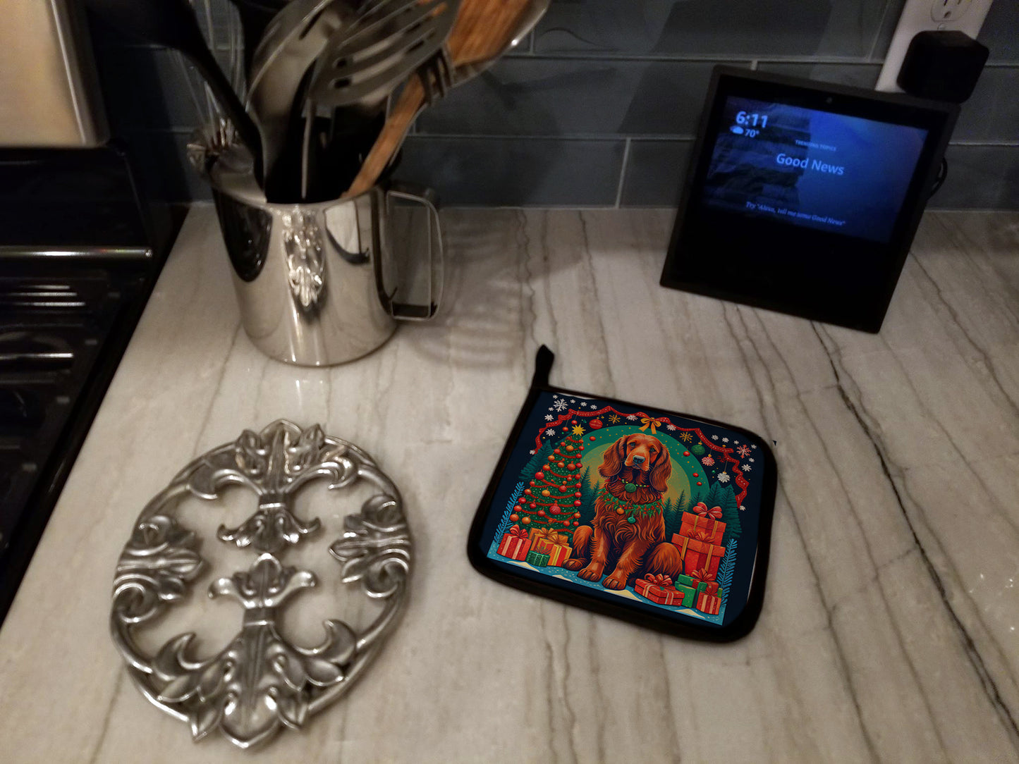Irish Setter Christmas Pair of Pot Holders