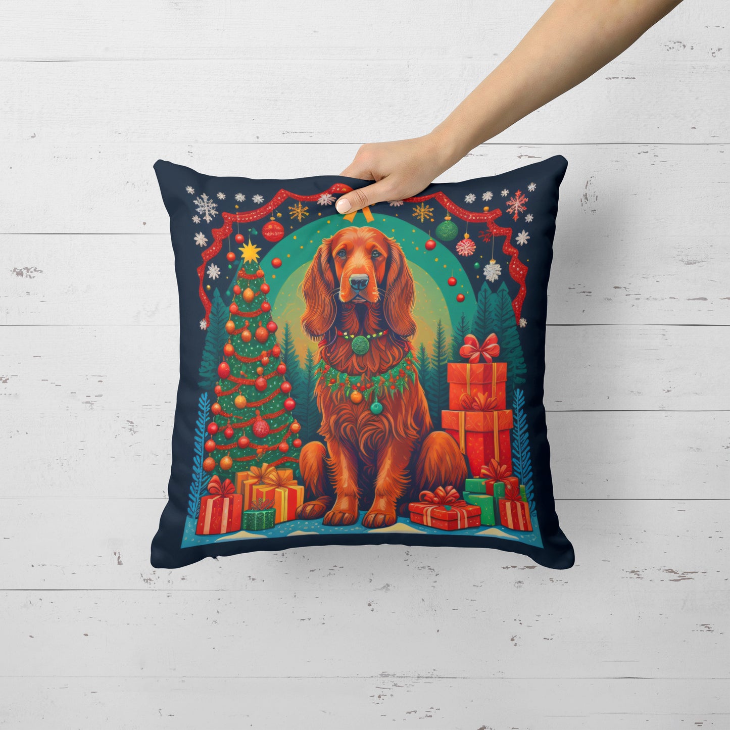 Irish Setter Christmas Throw Pillow