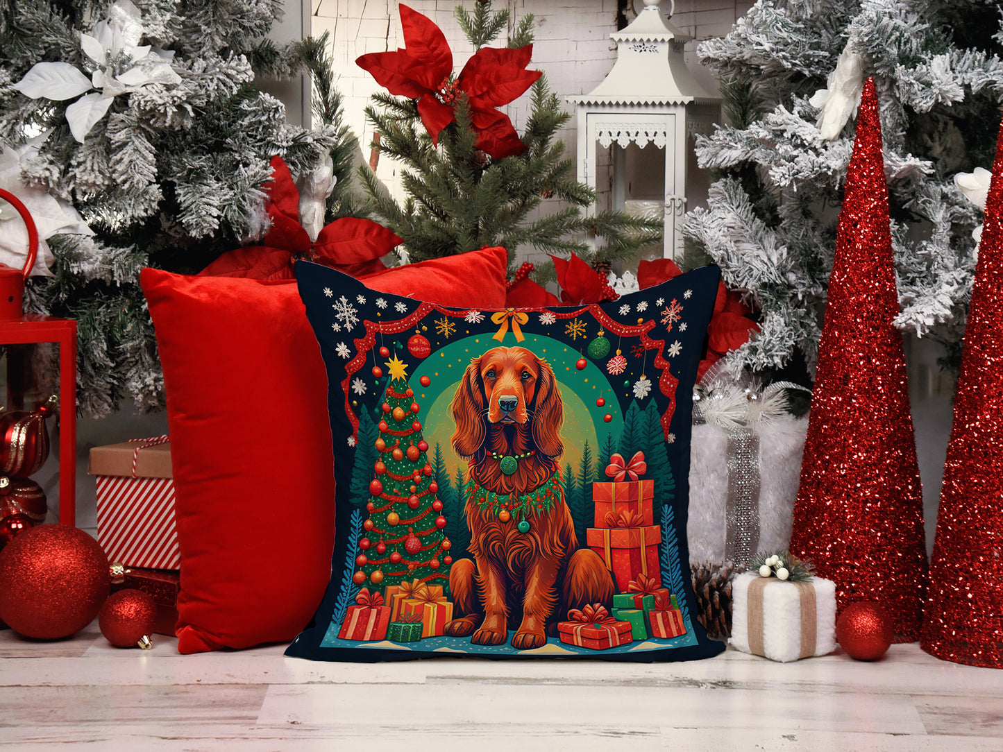 Irish Setter Christmas Throw Pillow