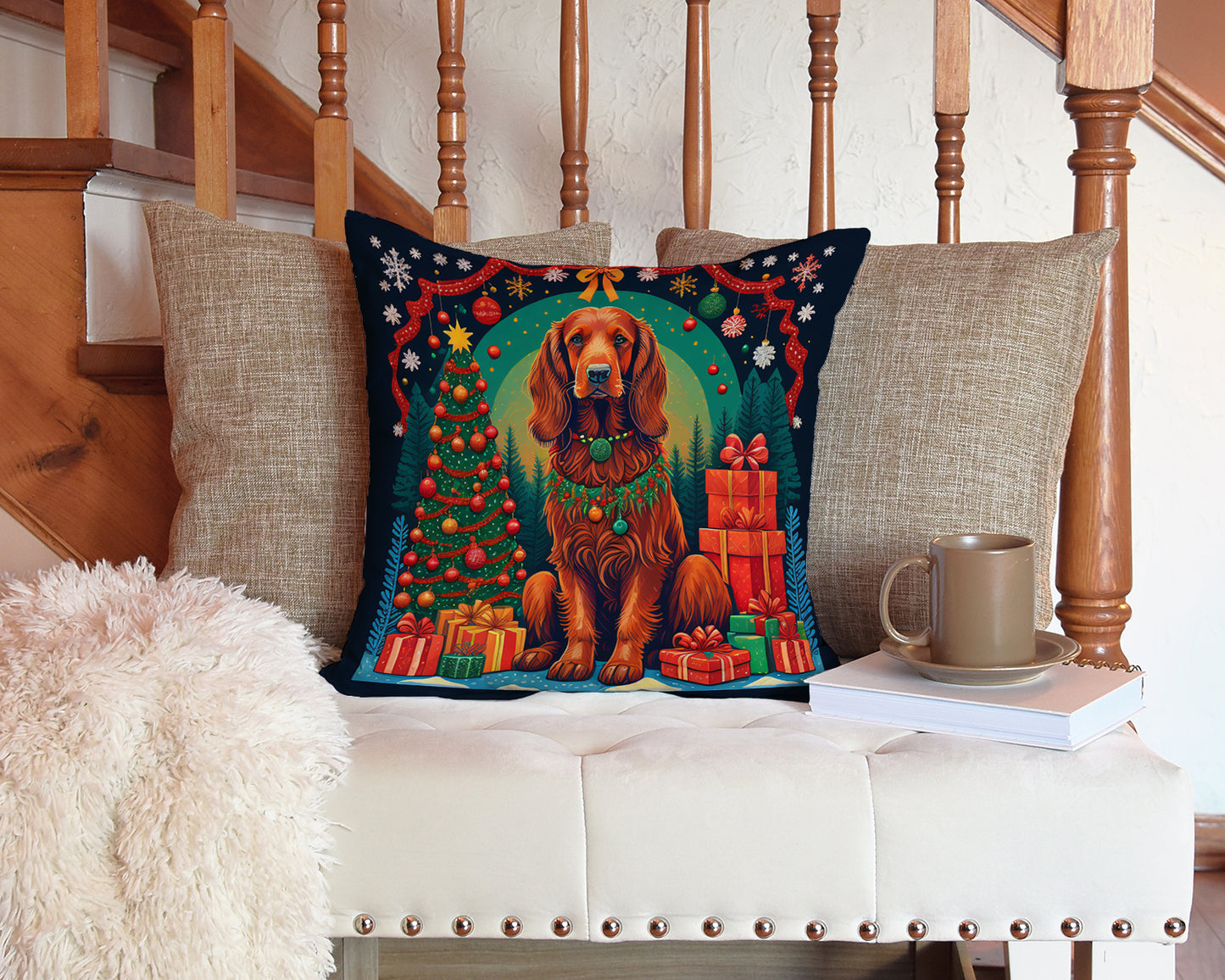 Irish Setter Christmas Throw Pillow