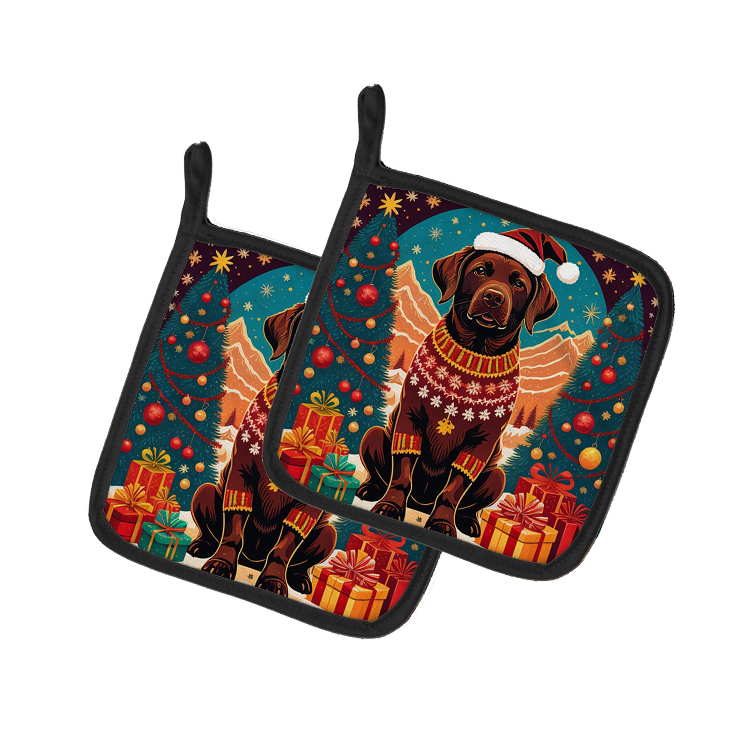 Buy this Chocolate Labrador Retriever Christmas Pair of Pot Holders