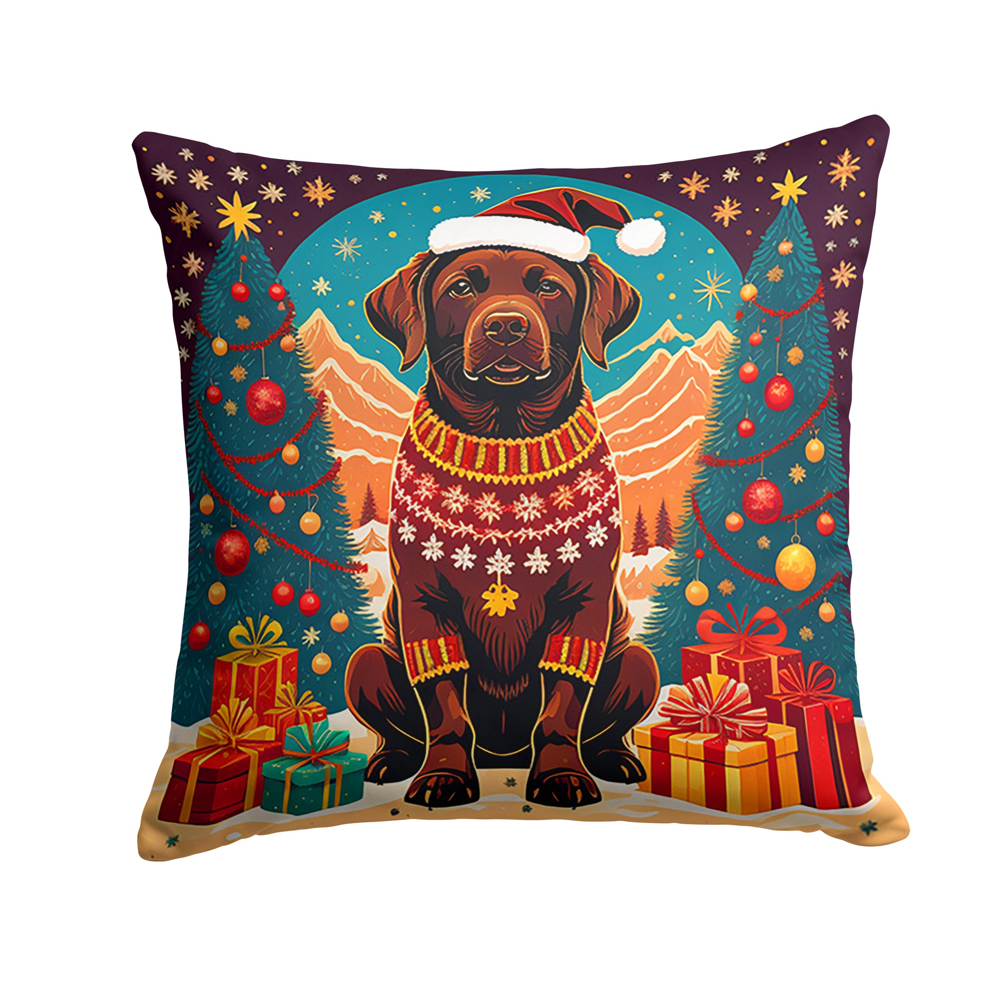 Buy this Chocolate Labrador Retriever Christmas Throw Pillow