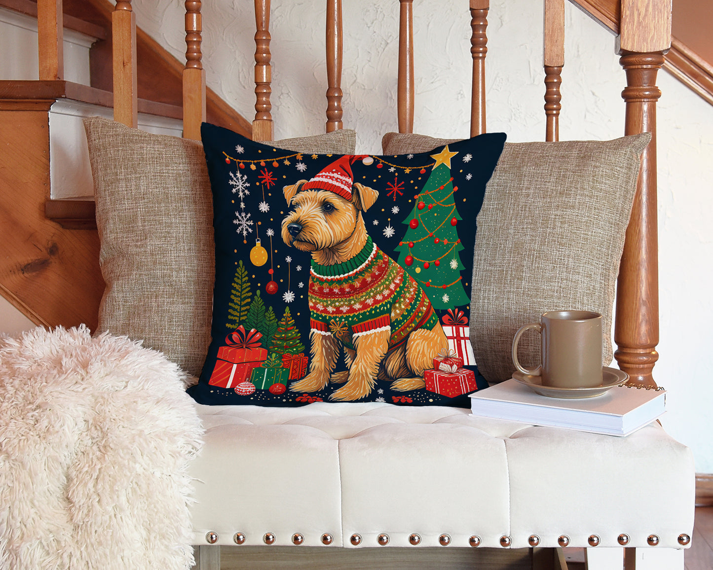 Lakeland Terrier Christmas Throw Pillow