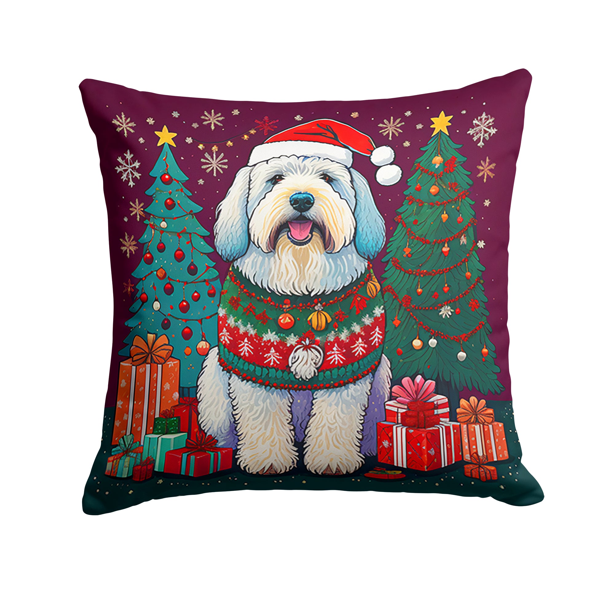 Buy this Old English Sheepdog Christmas Throw Pillow