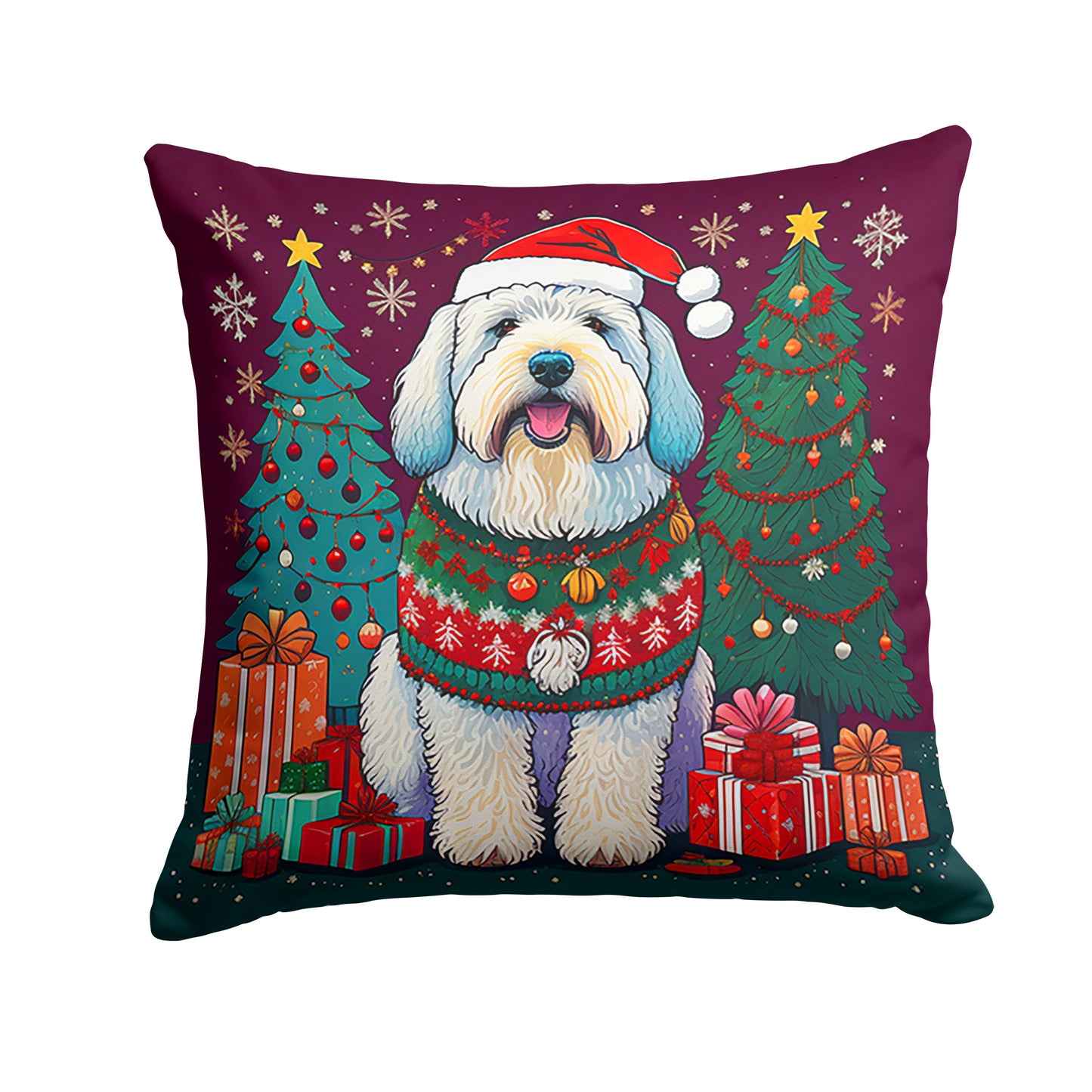 Buy this Old English Sheepdog Christmas Throw Pillow