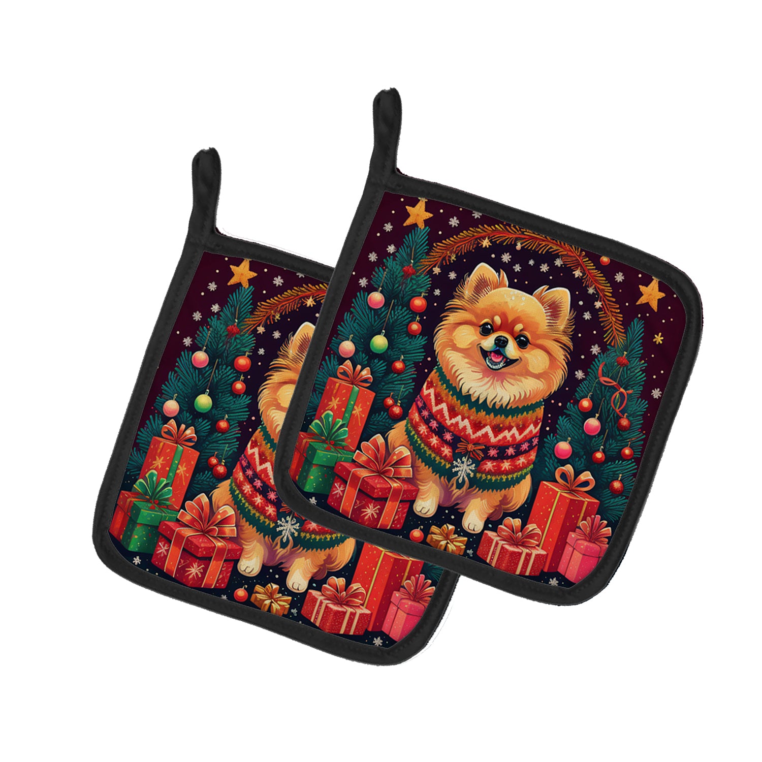 Buy this Pomeranian Christmas Pair of Pot Holders