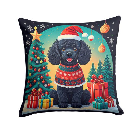 Buy this Black Toy Poodle Christmas Throw Pillow