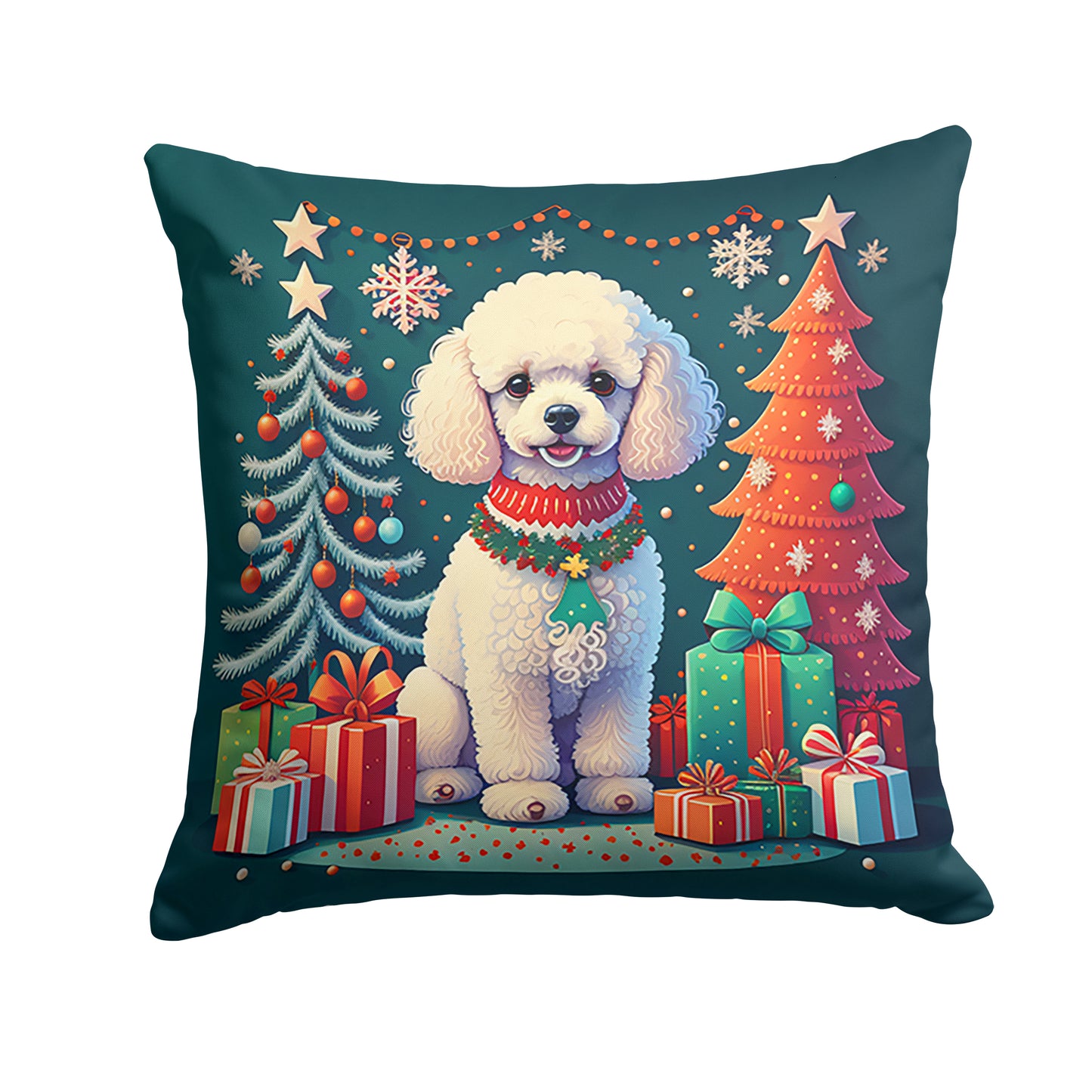 Buy this White Toy Poodle Christmas Throw Pillow