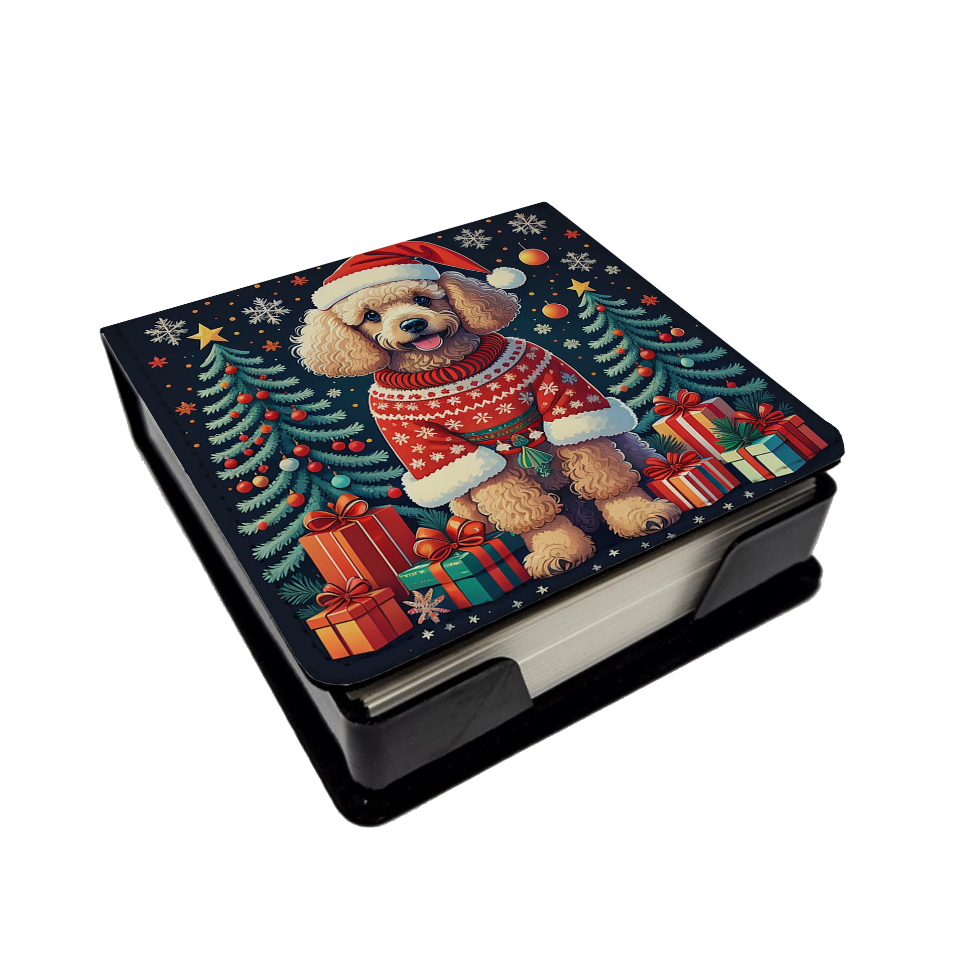 Buy this Apricot Toy Poodle Christmas PU Leather Note Paper Holder