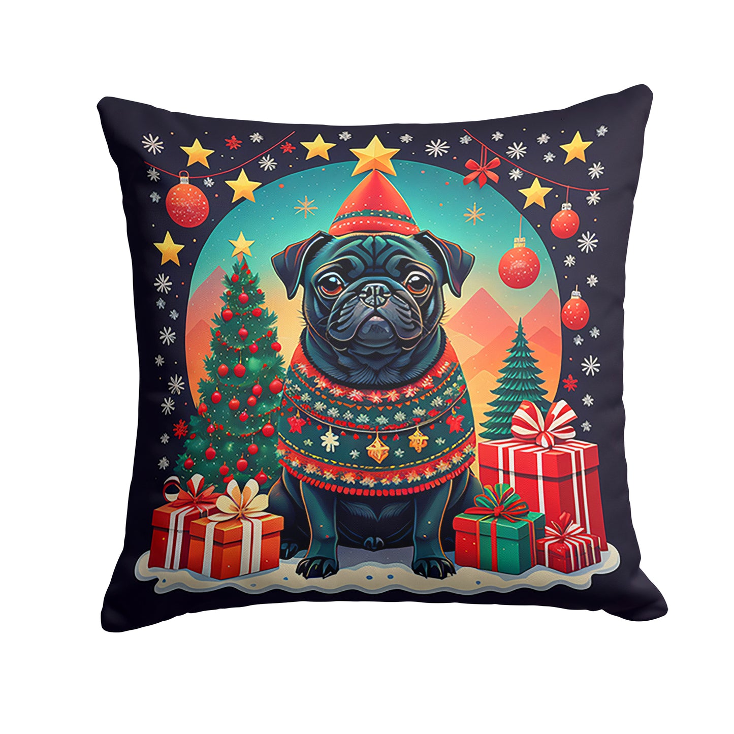 Buy this Black Pug Christmas Throw Pillow