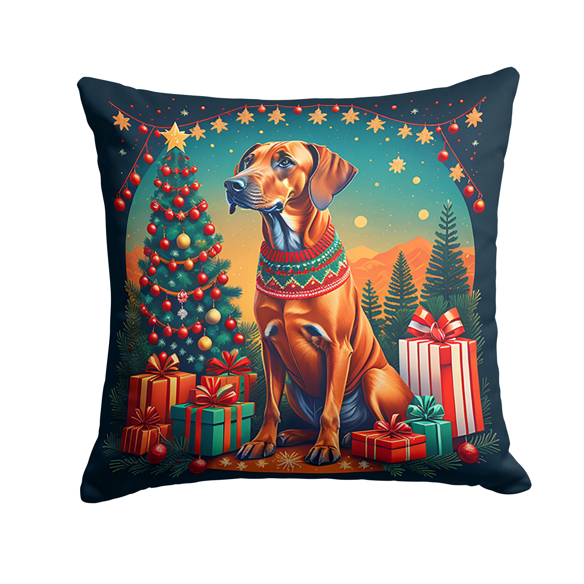 Buy this Rhodesian Ridgeback Christmas Throw Pillow