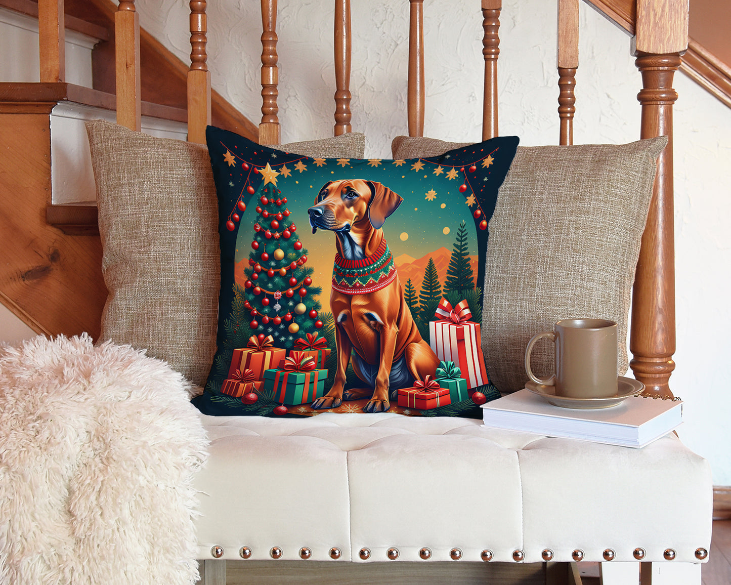 Rhodesian Ridgeback Christmas Throw Pillow