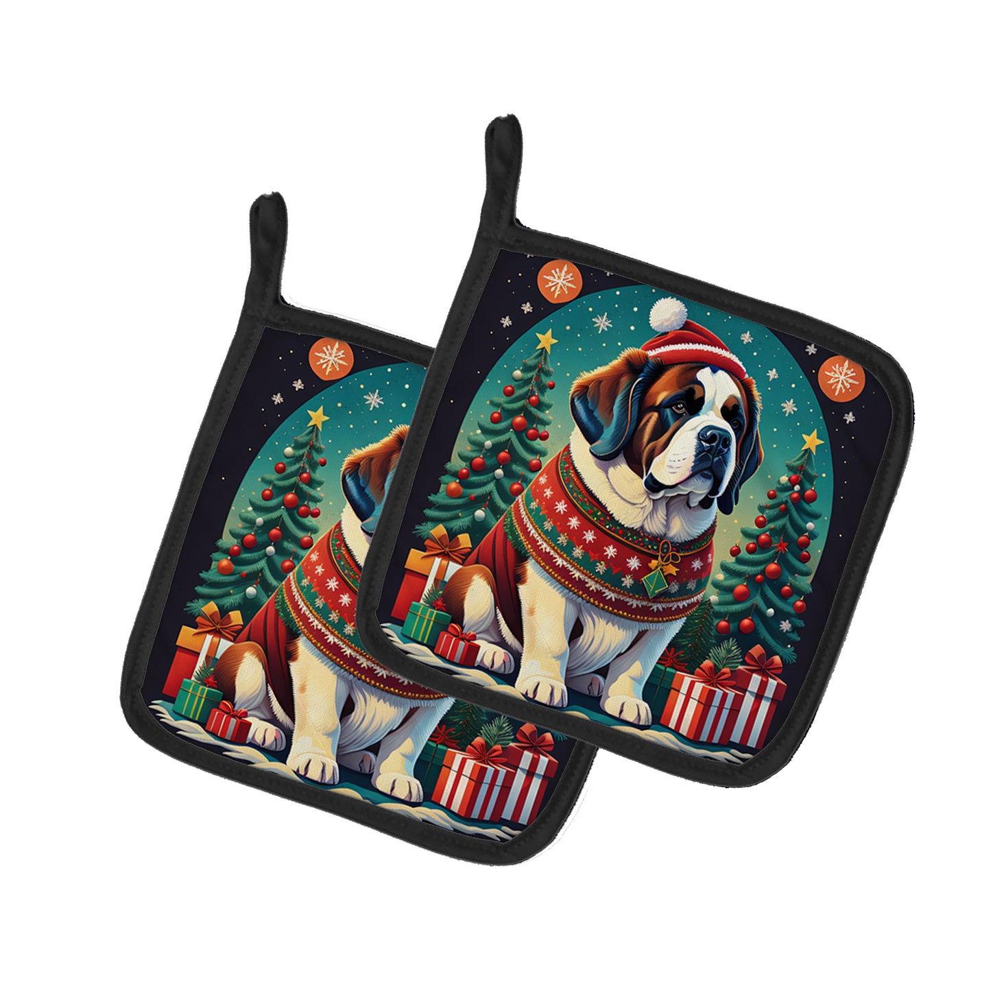 Buy this Saint Bernard Christmas Pair of Pot Holders