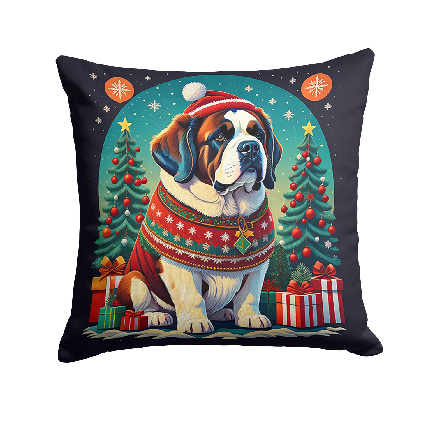 Buy this Saint Bernard Christmas Throw Pillow