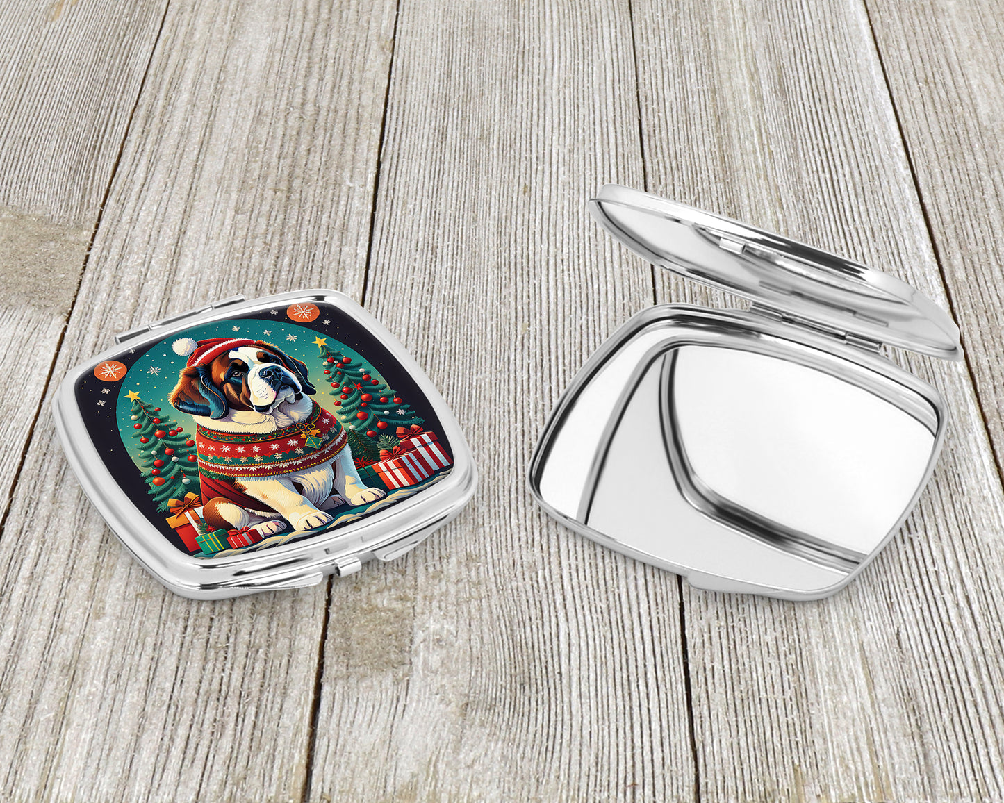 Saint Bernard Christmas Compact Mirror