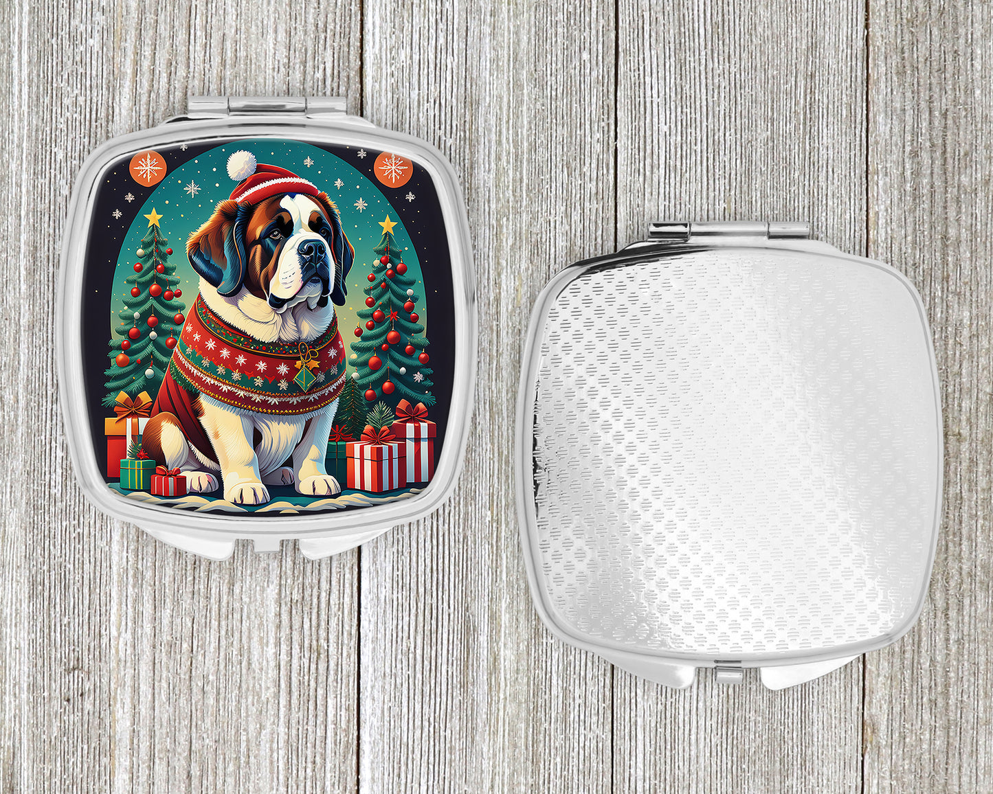 Saint Bernard Christmas Compact Mirror