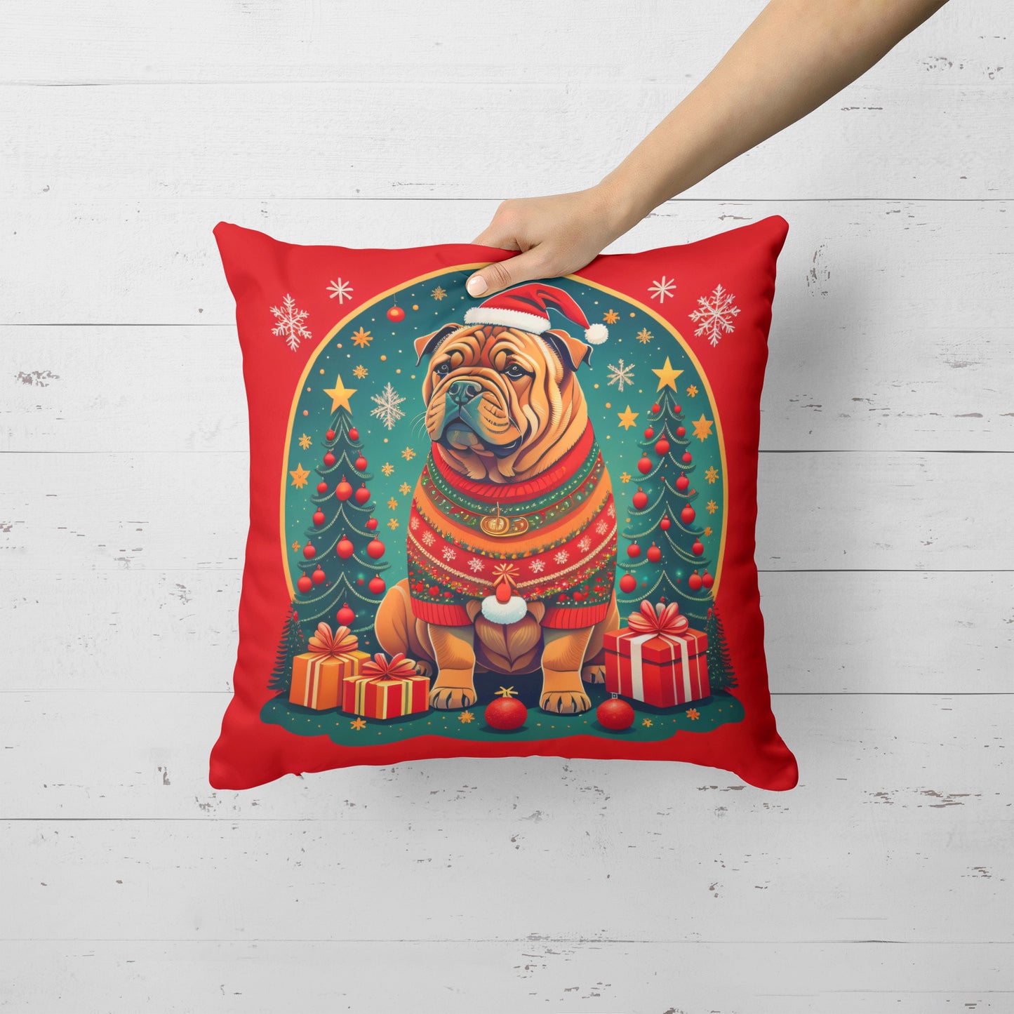 Shar Pei Christmas Throw Pillow