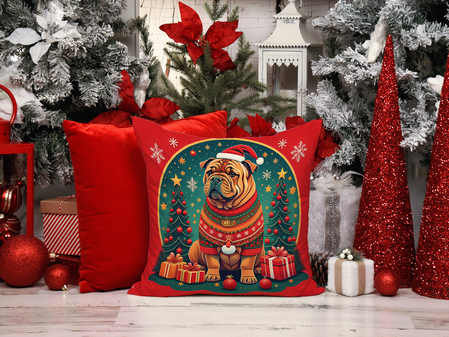 Shar Pei Christmas Throw Pillow