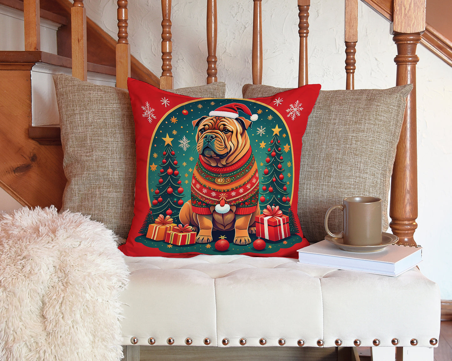 Shar Pei Christmas Throw Pillow